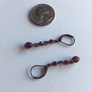 Red jeweled dangle earrings